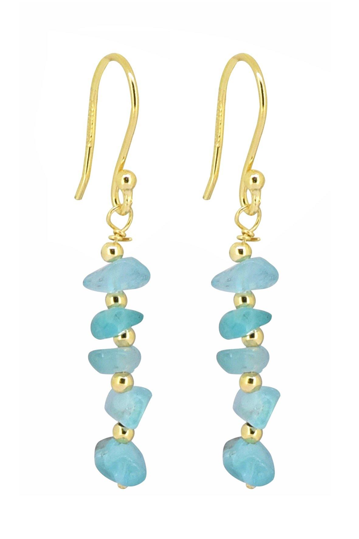 Apatite Solid 925 Silver Gold Plated Dangle Earrings Jewelry - YoTreasure