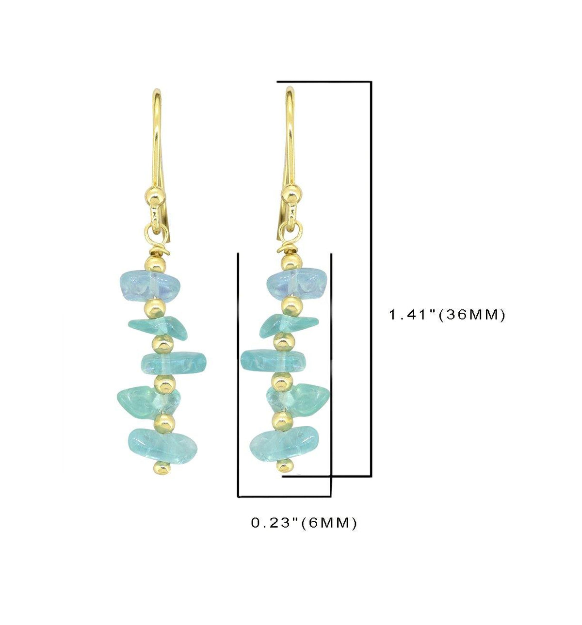 Apatite Solid 925 Silver Gold Plated Dangle Earrings Jewelry - YoTreasure
