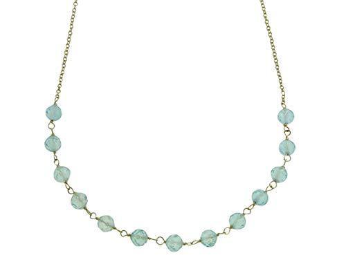 Blue Topaz Solid 10K Yellow Gold Chain Necklace 16" - YoTreasure