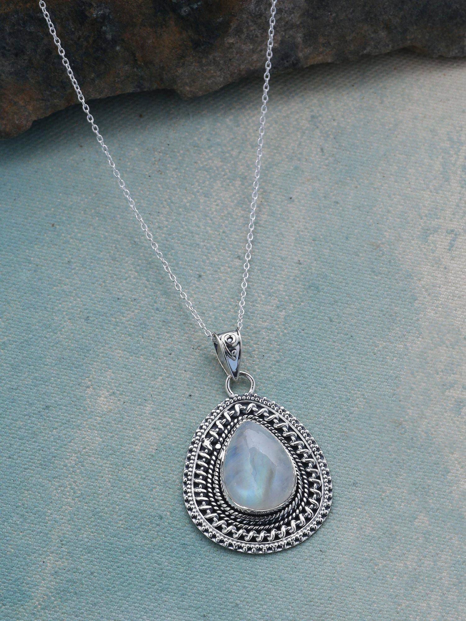 Moonstone Solid 925 Sterling Silver Pendant Jewelry - YoTreasure