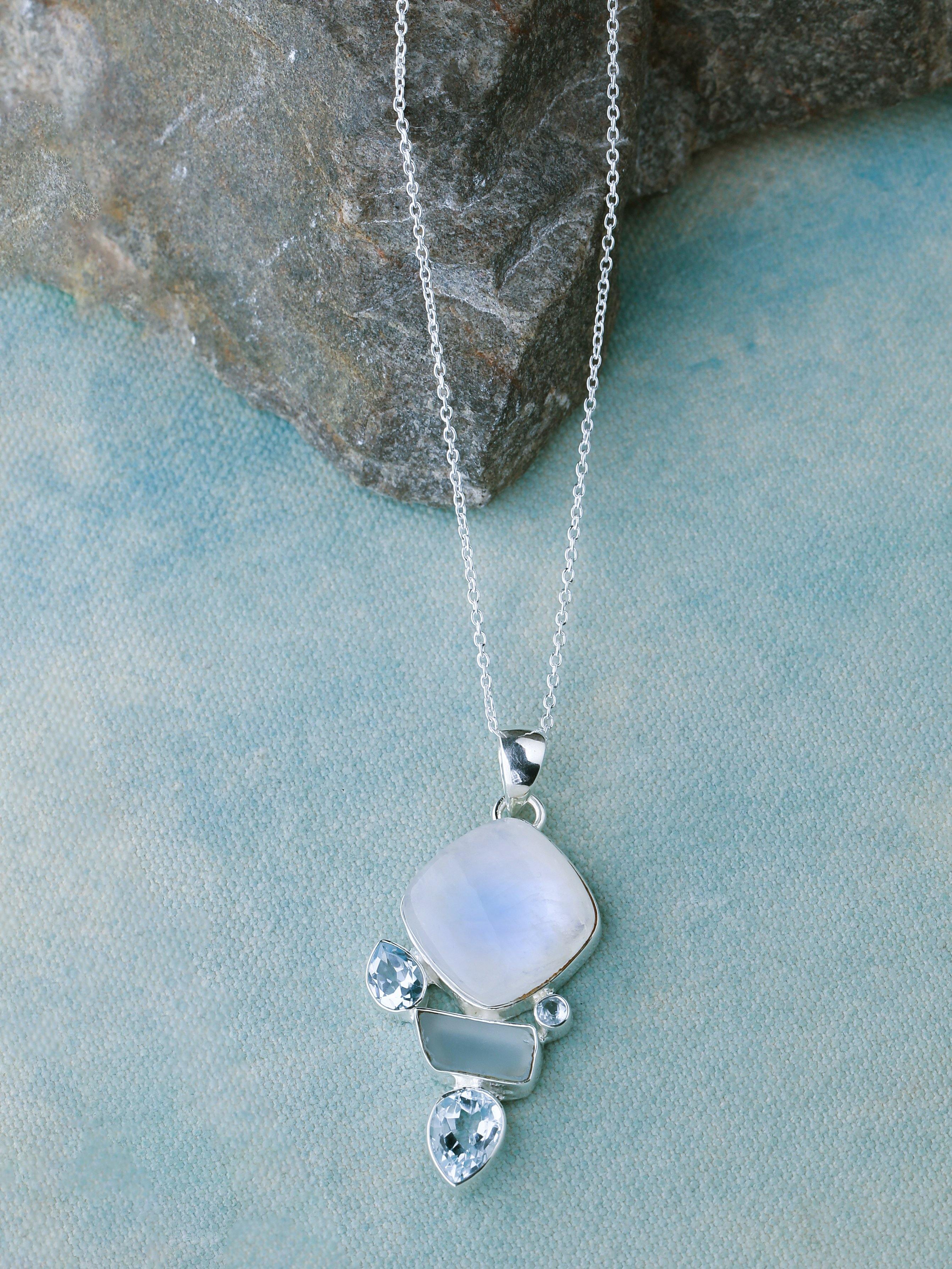 Moonstone Solid 925 Sterling Silver Pendant Necklace - YoTreasure
