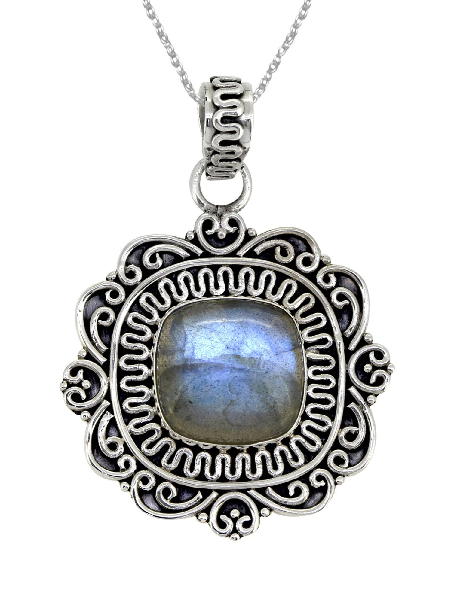 Labradorite Solid 925 Sterling Silver Chain Pendant Jewelry - YoTreasure