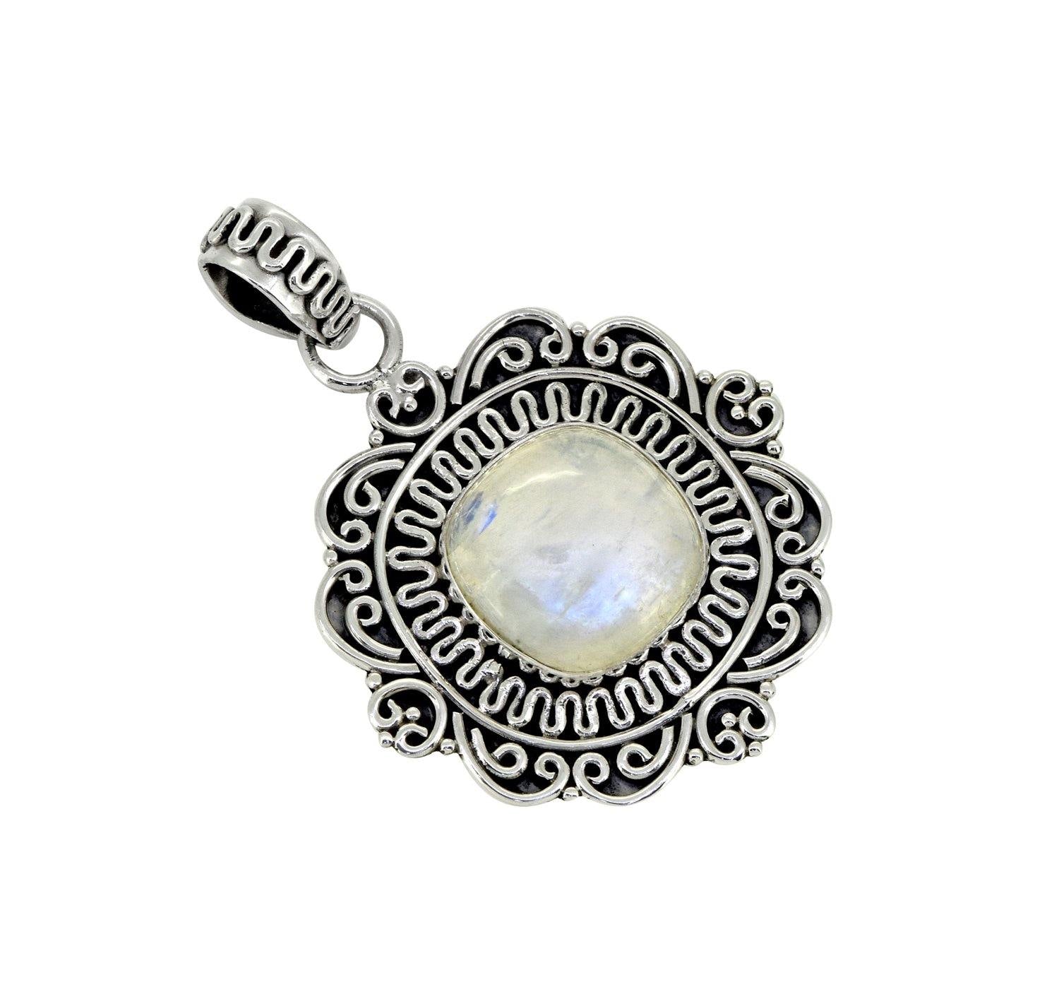 Rainbow Moonstone Solid 925 Sterling Silver Chain Pendant Jewelry - YoTreasure