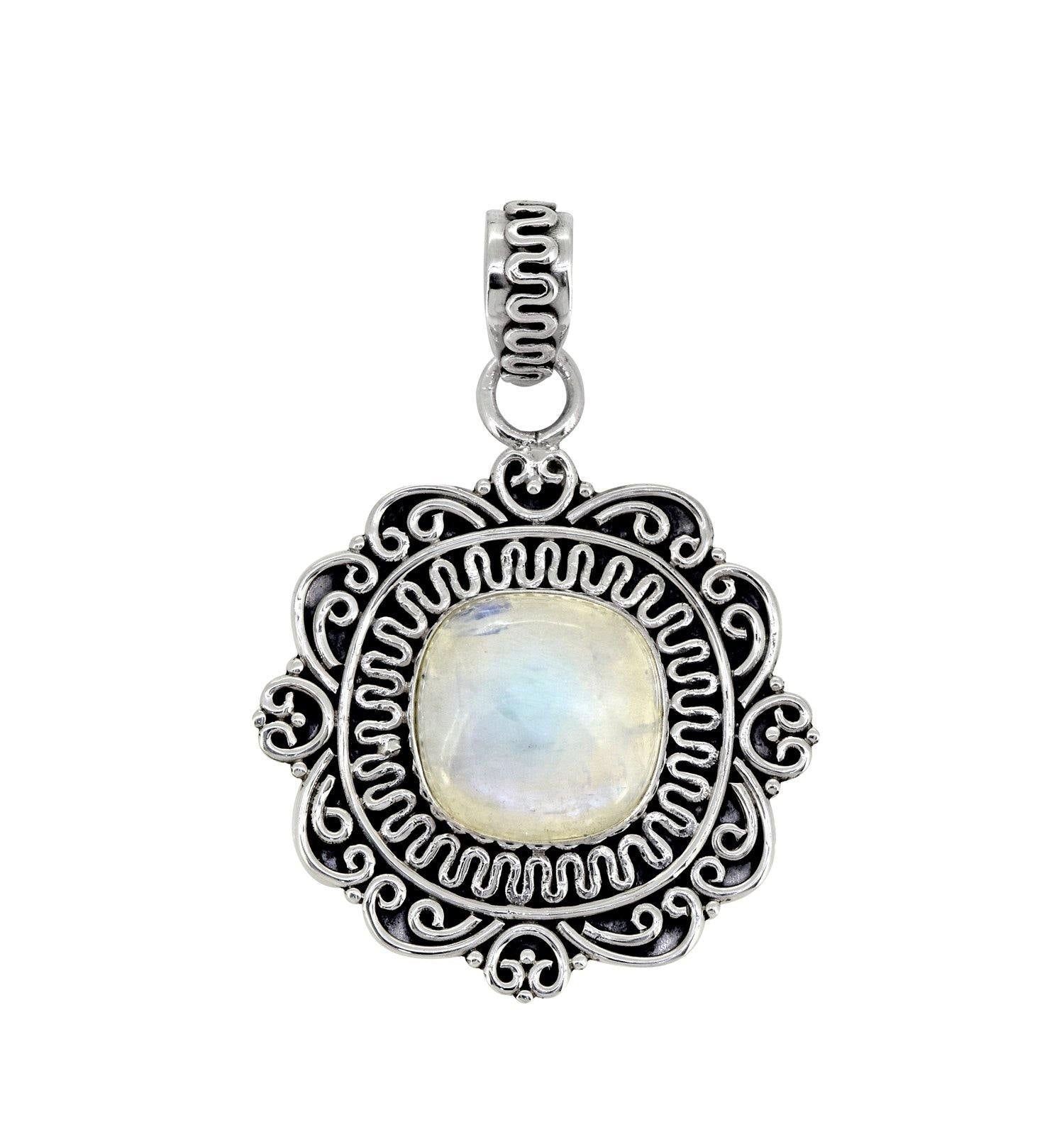 Rainbow Moonstone Solid 925 Sterling Silver Chain Pendant Jewelry - YoTreasure