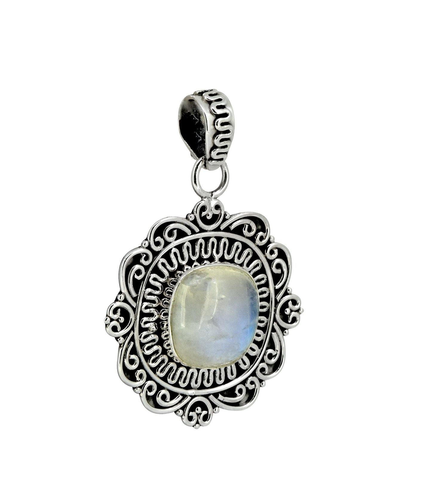 Rainbow Moonstone Solid 925 Sterling Silver Chain Pendant Jewelry - YoTreasure