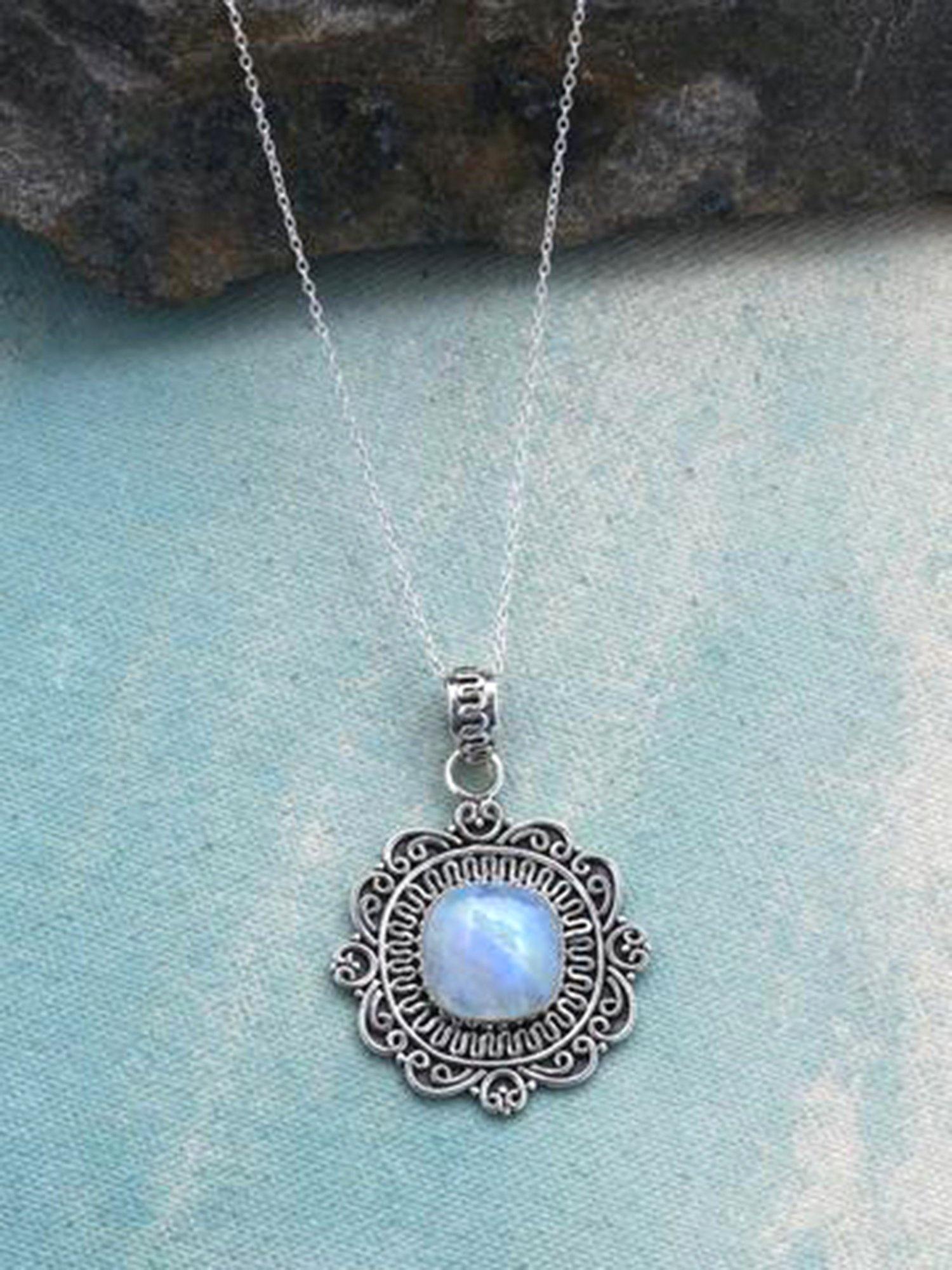 Rainbow Moonstone Solid 925 Sterling Silver Chain Pendant Jewelry - YoTreasure