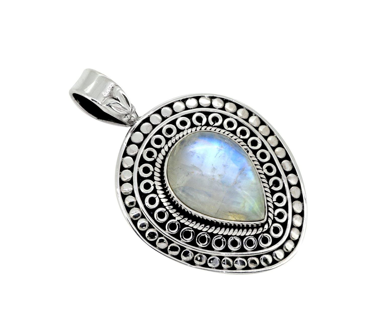 Rainbow Moonstone Solid 925 Sterling Silver Chain Pendant Jewelry - YoTreasure