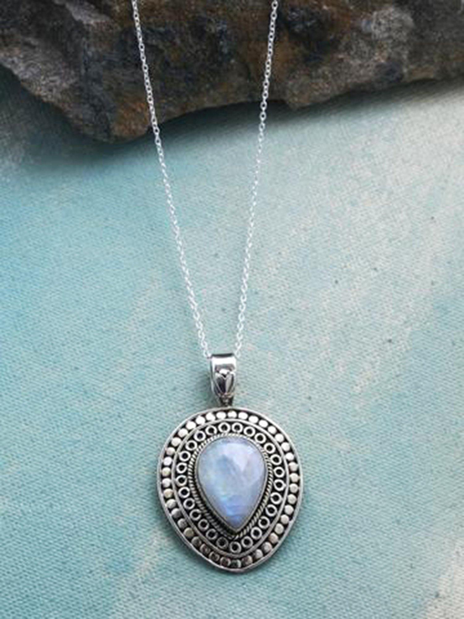 Rainbow Moonstone Solid 925 Sterling Silver Chain Pendant Jewelry - YoTreasure