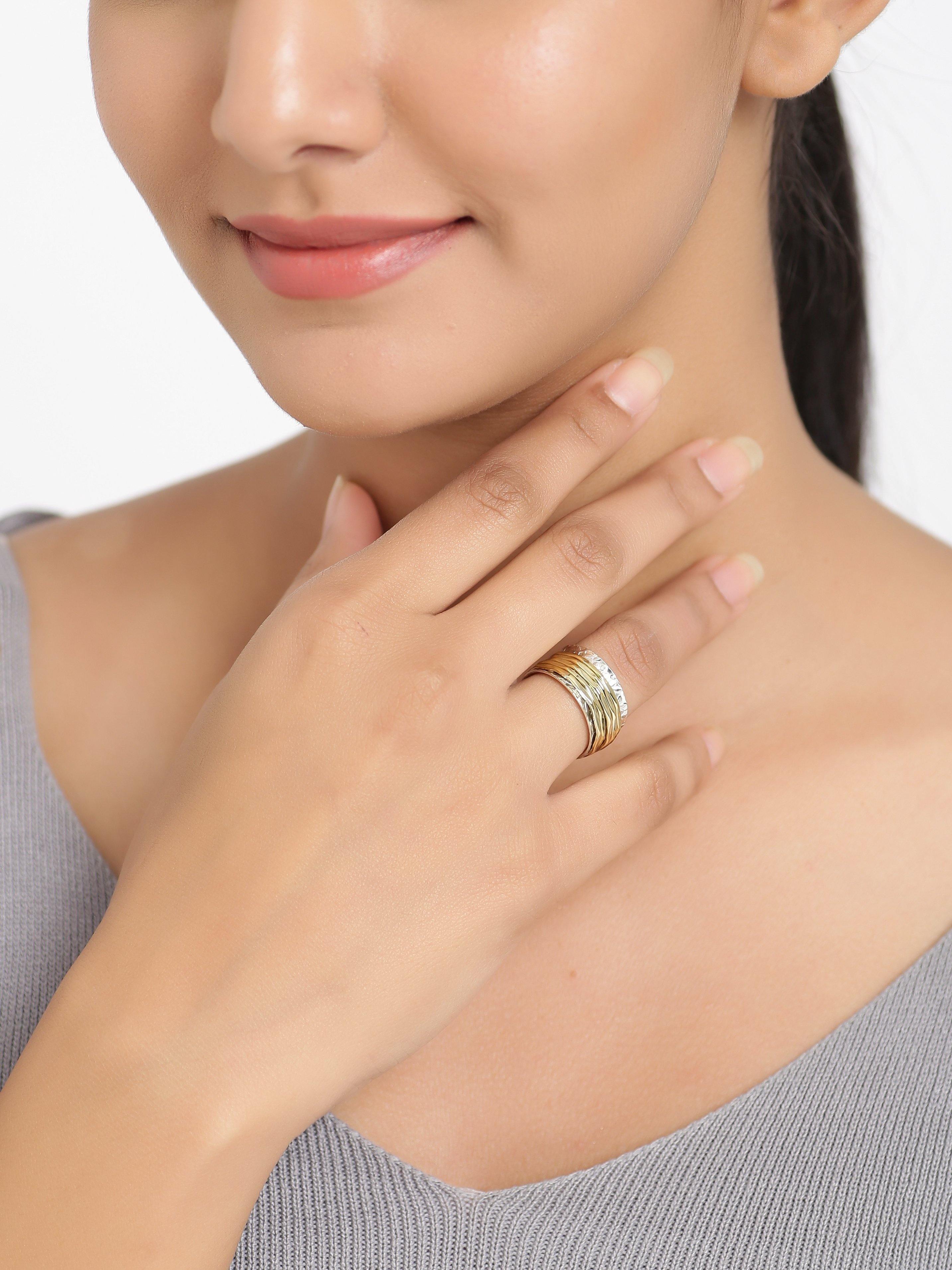 Solid 925 Sterling Silver Brass Meditation Spinning Ring Jewelry - YoTreasure
