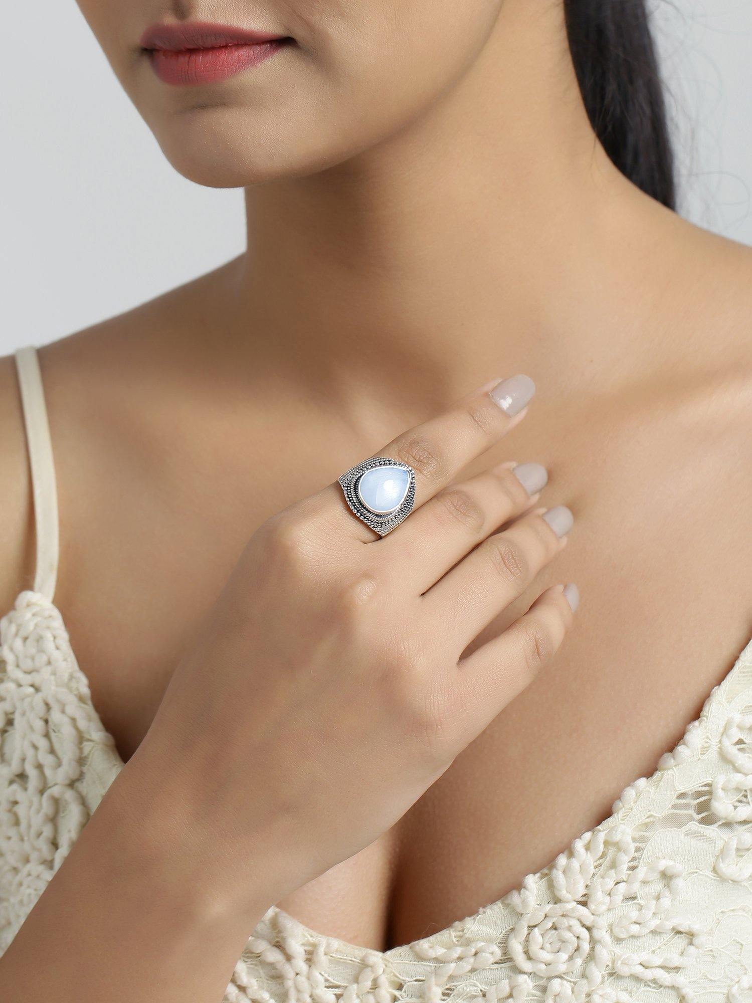 Rainbow Moonstone Solid 925 Sterling Silver Ring Jewelry - YoTreasure