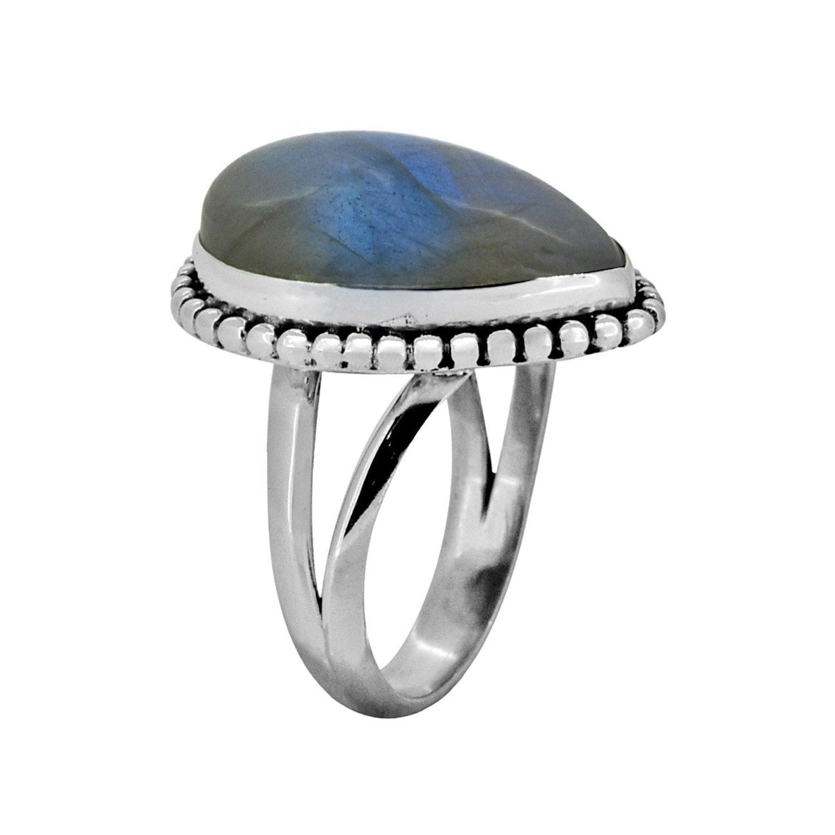 Labradorite Solid 925 Sterling Silver Split Shank Ring Jewelry - YoTreasure