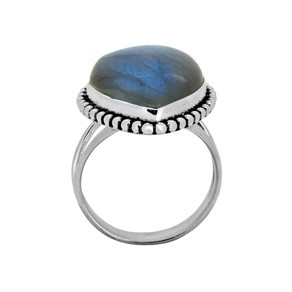 Labradorite Solid 925 Sterling Silver Split Shank Ring Jewelry - YoTreasure