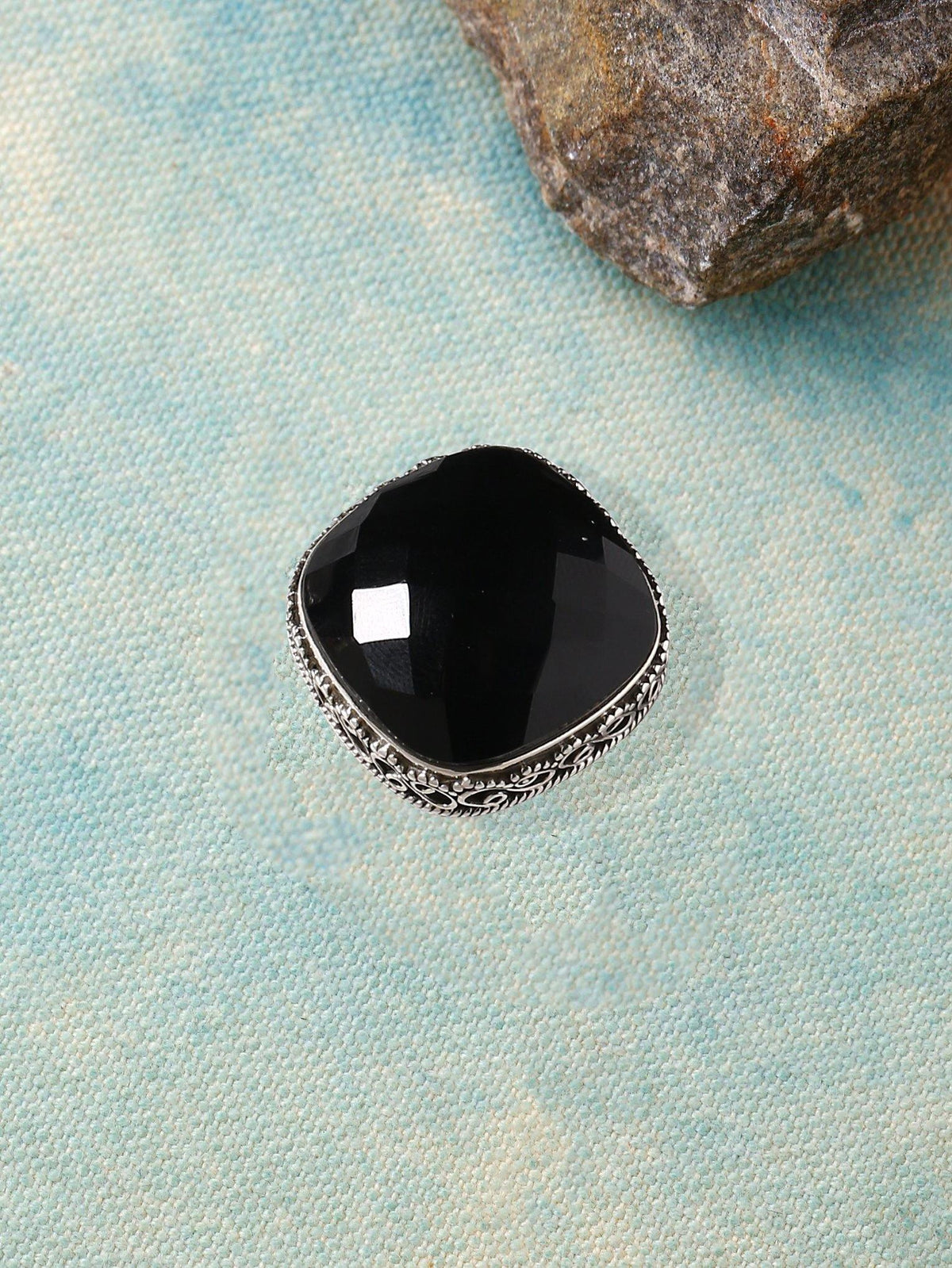 Black Onyx Solid 925 Sterling Silver Cocktail Ring Jewelry - YoTreasure