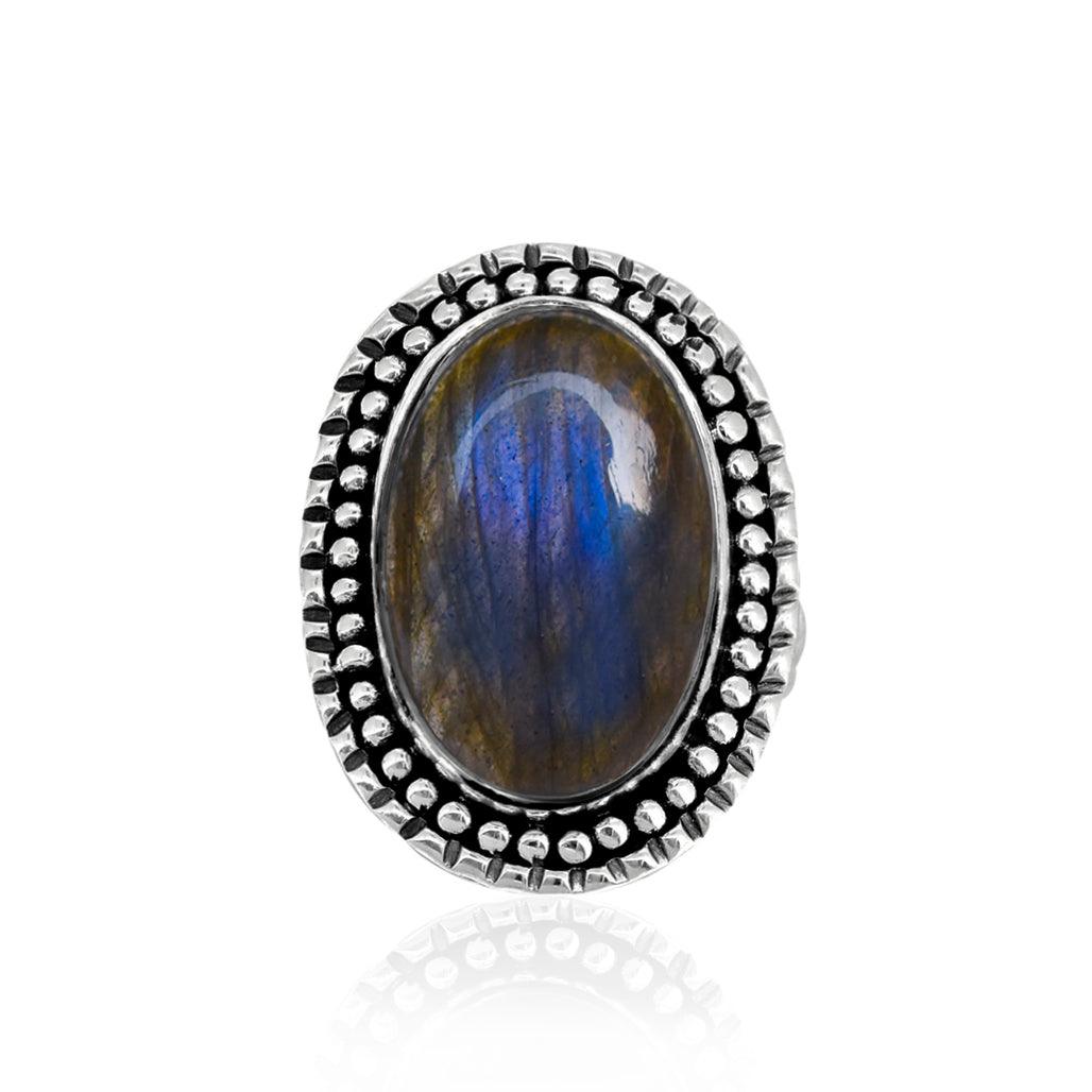 Labradorite Solid 925 Sterling Silver Split Shank Ring Jewelry - YoTreasure