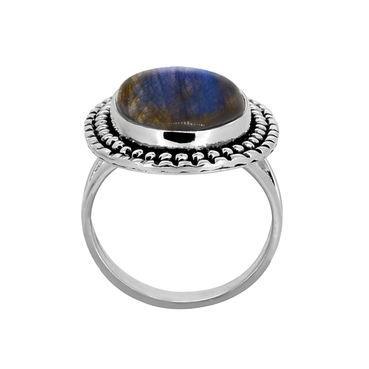 Labradorite Solid 925 Sterling Silver Split Shank Ring Jewelry - YoTreasure