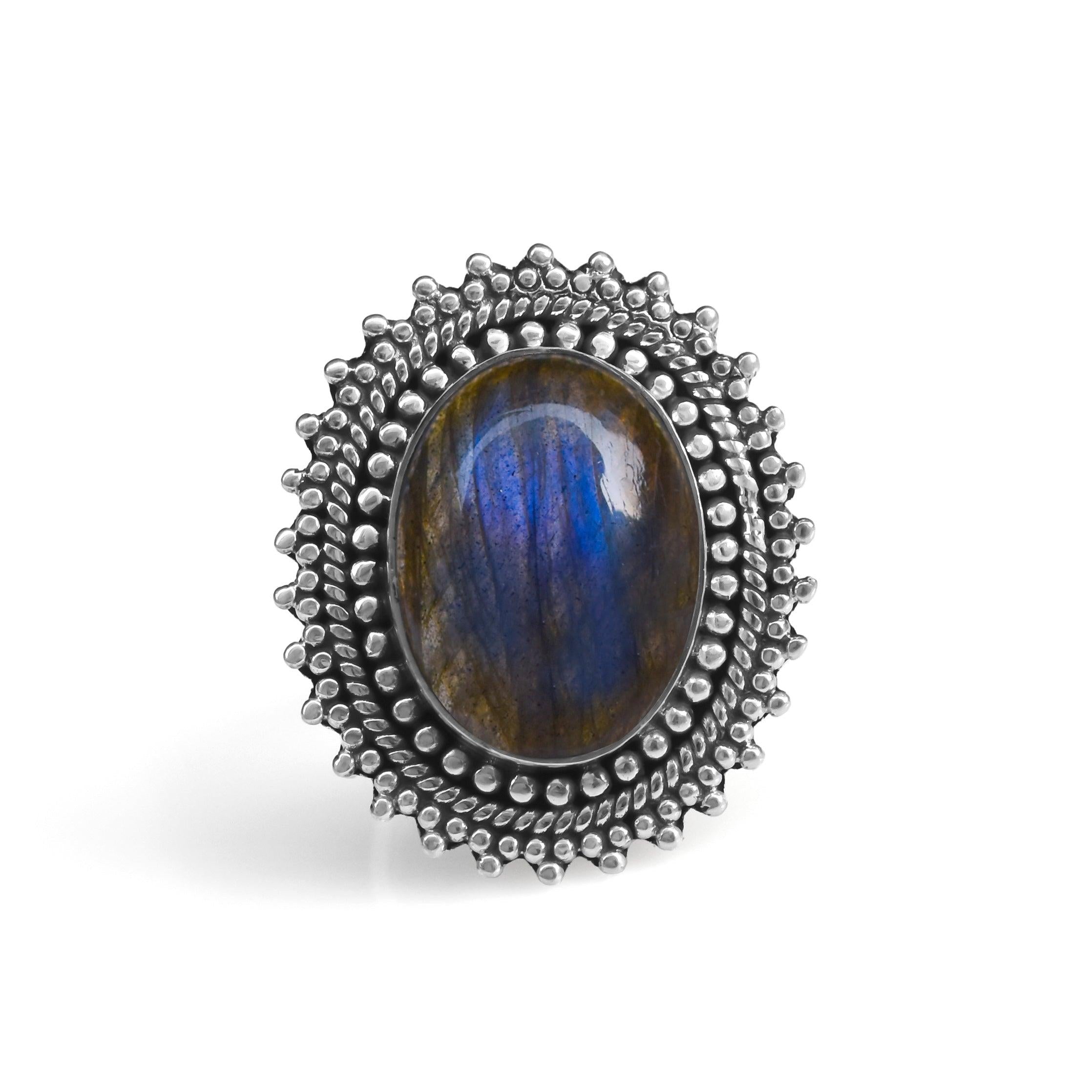 Labradorite Solid 925 Sterling Silver Designer Ring Jewelry - YoTreasure
