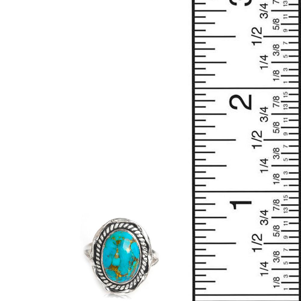 Blue Copper Turquoise Solid 925 Sterling Silver Split Shank Ring Jewelry - YoTreasure