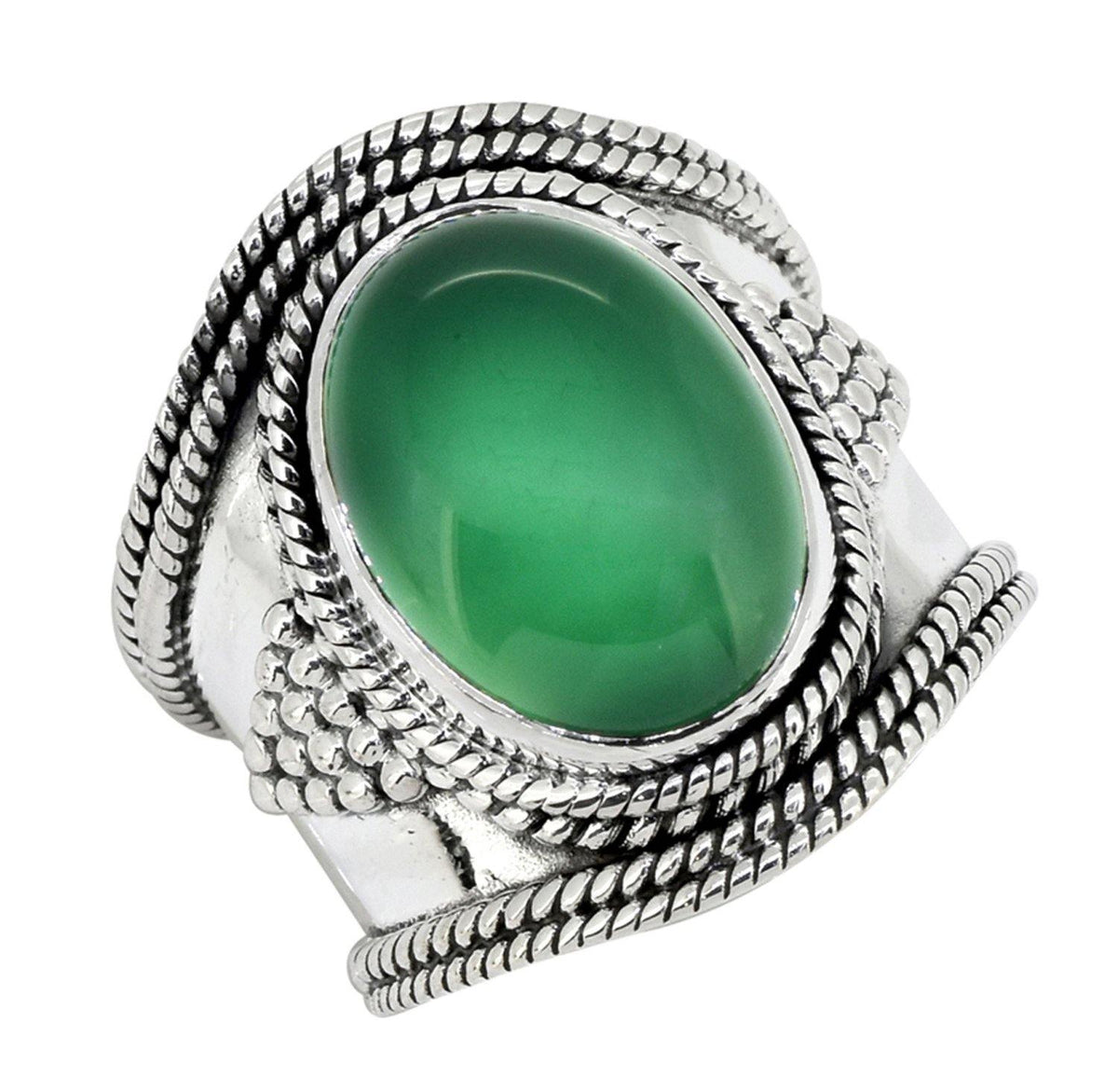 Green Onyx Solid 925 Sterling Silver Gemstone Ring Jewelry - YoTreasure