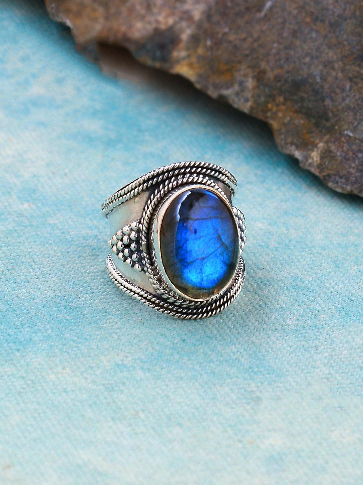 Labradorite Solid 925 Sterling Silver Ring Jewelry - YoTreasure