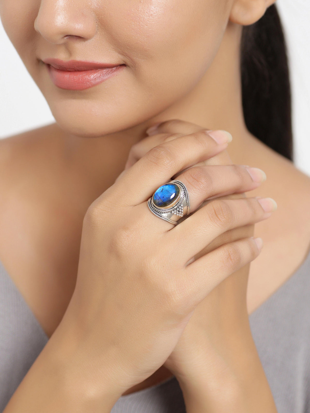 Labradorite Solid 925 Sterling Silver Ring Jewelry - YoTreasure