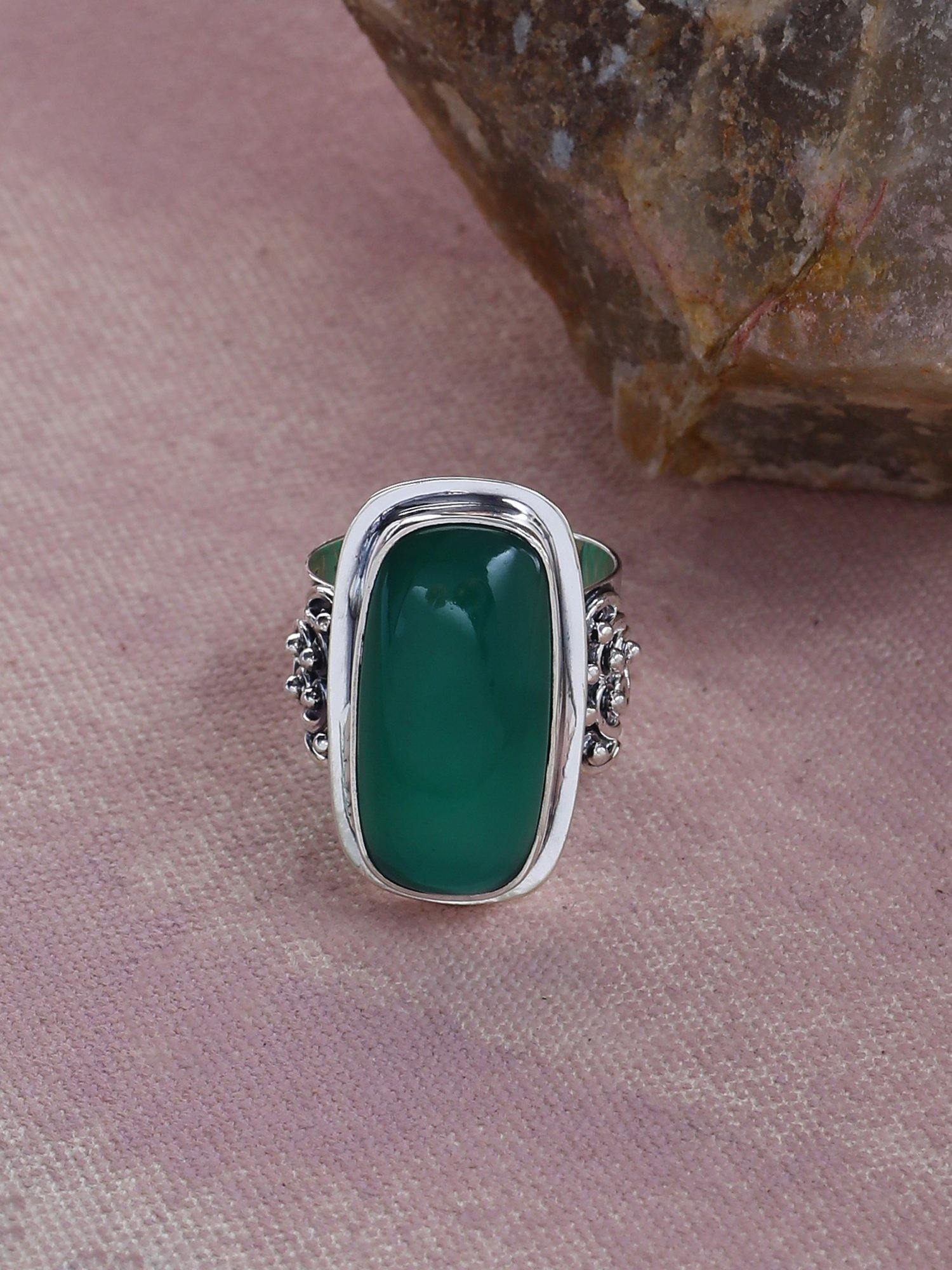 Green Onyx Solid 925 Sterling Silver Ring Jewelry - YoTreasure