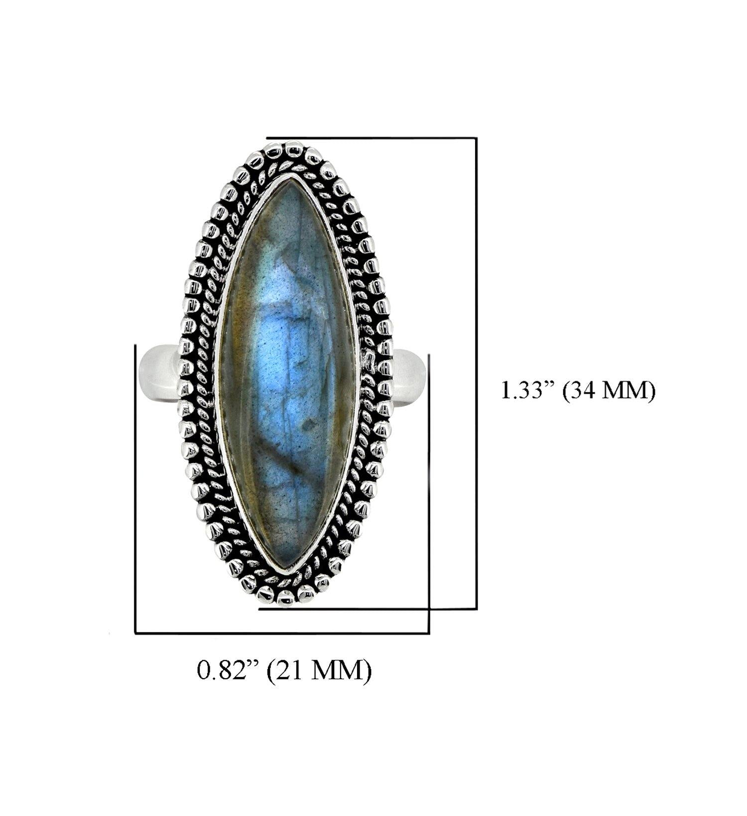 Labradorite Solid 925 Sterling Silver Ring Jewelry - YoTreasure
