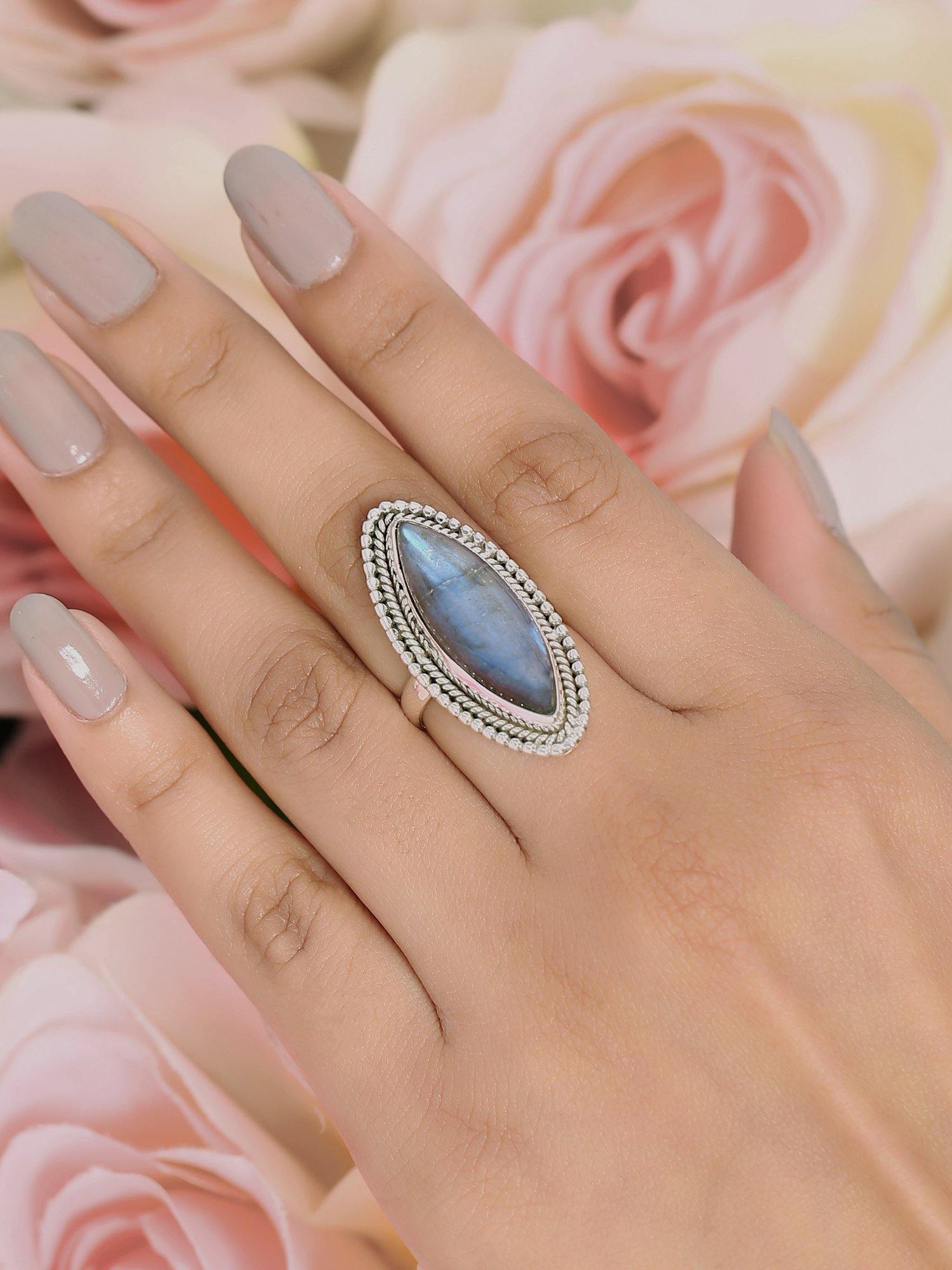 Labradorite Solid 925 Sterling Silver Ring Jewelry - YoTreasure
