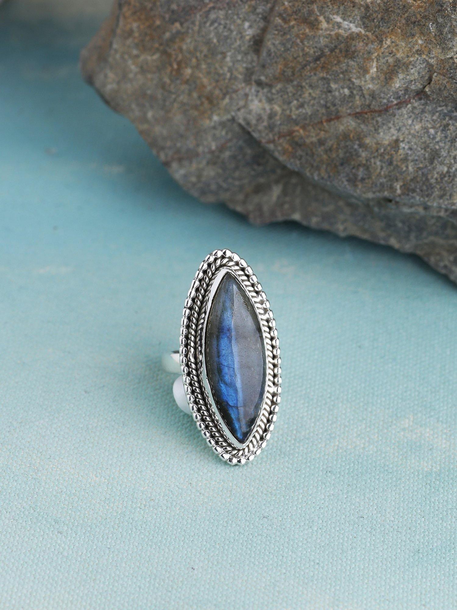 Labradorite Solid 925 Sterling Silver Ring Jewelry - YoTreasure