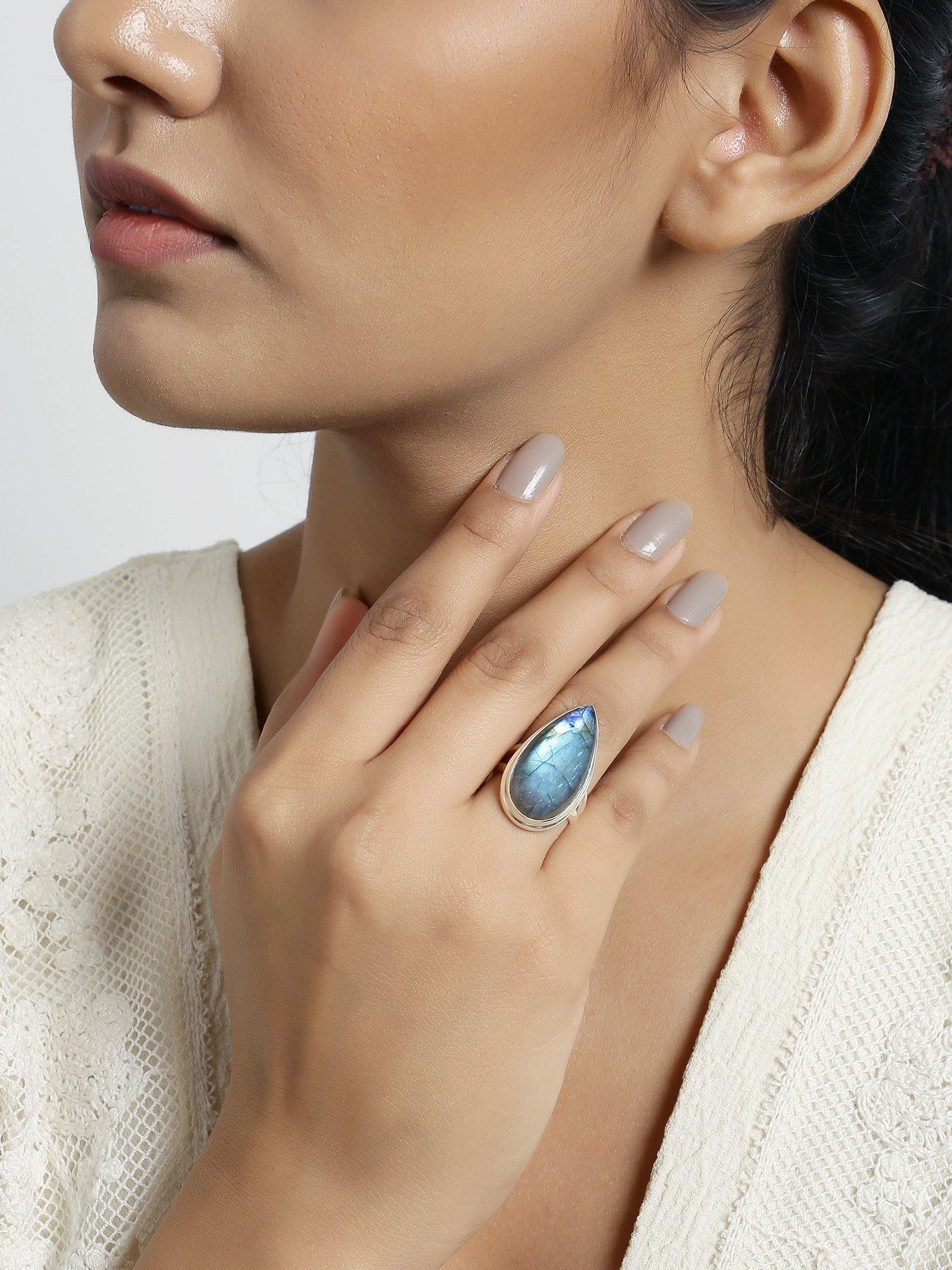Labradorite Solid 925 Sterling Silver Ring Jewelry - YoTreasure