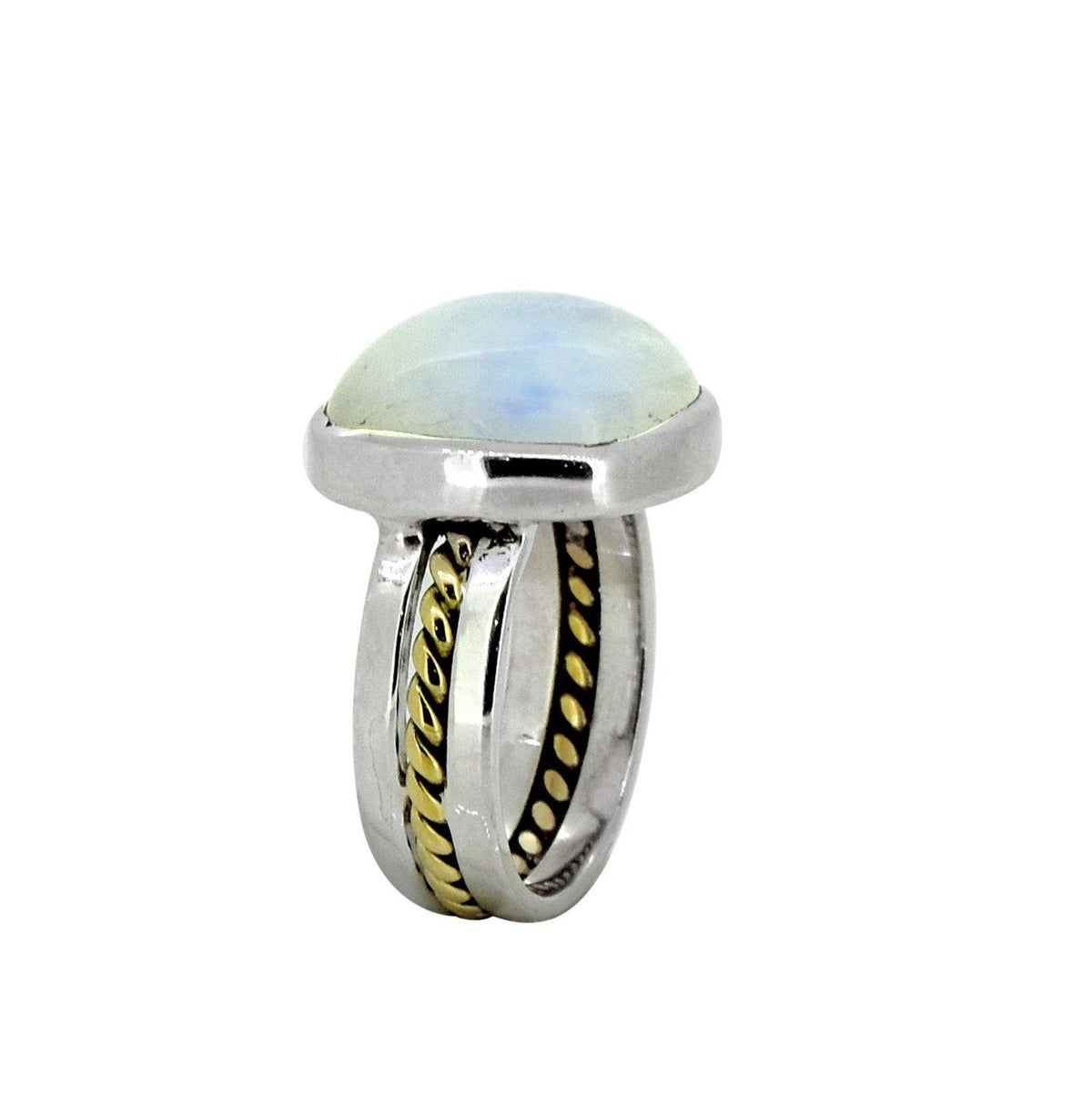 Rainbow Moonstone Solid 925 Sterling Silver Brass Ring Jewelry - YoTreasure