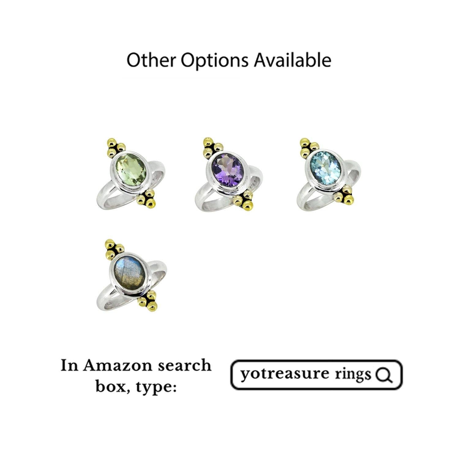 Labradorite Solid 925 Sterling Silver Brass Ring Jewelry - YoTreasure