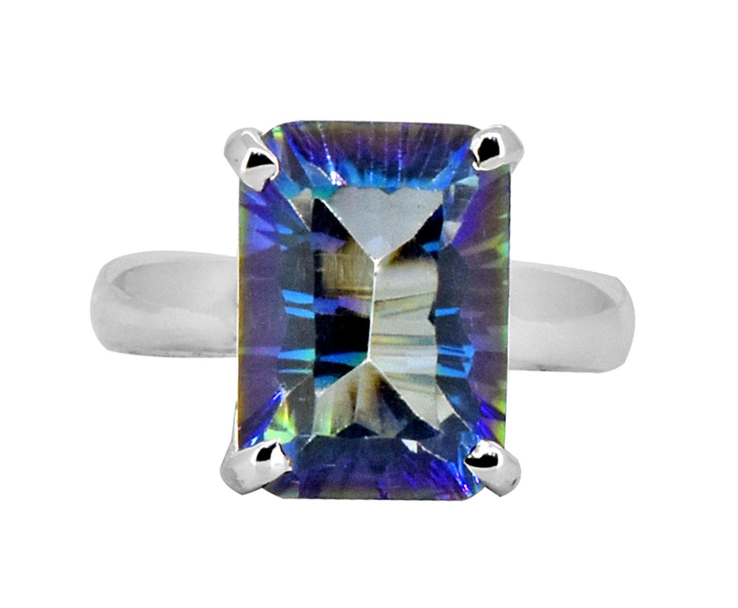 Rainbow Quartz Solid 925 Sterling Silver Ring Jewelry - YoTreasure