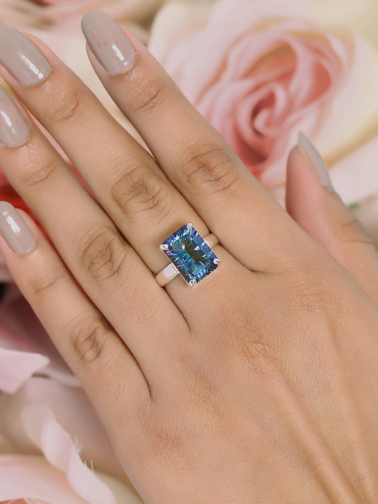 Rainbow Quartz Solid 925 Sterling Silver Ring Jewelry - YoTreasure