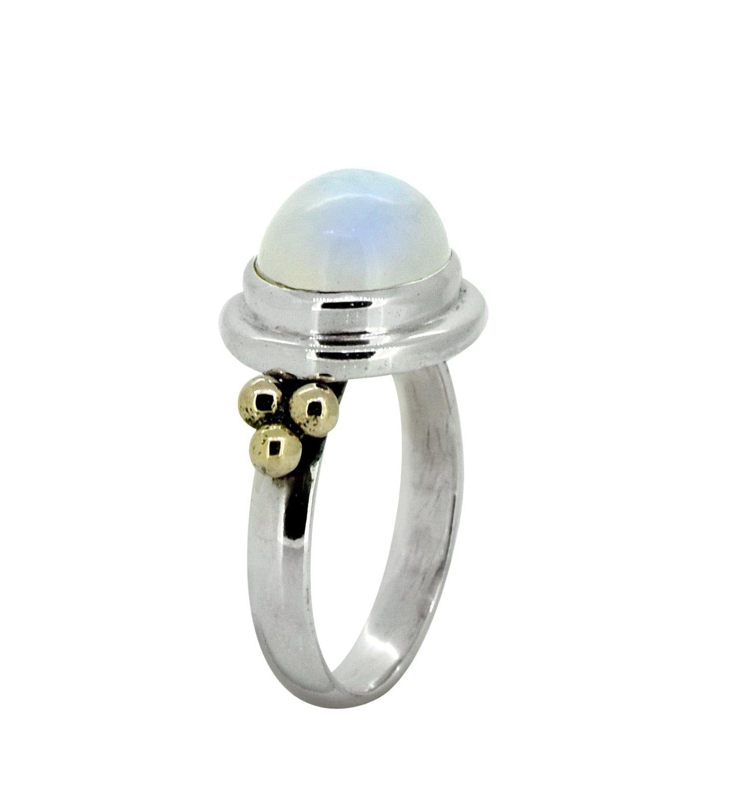 Rainbow Moonstone Solid 925 Sterling Silver Brass Ring Jewelry - YoTreasure
