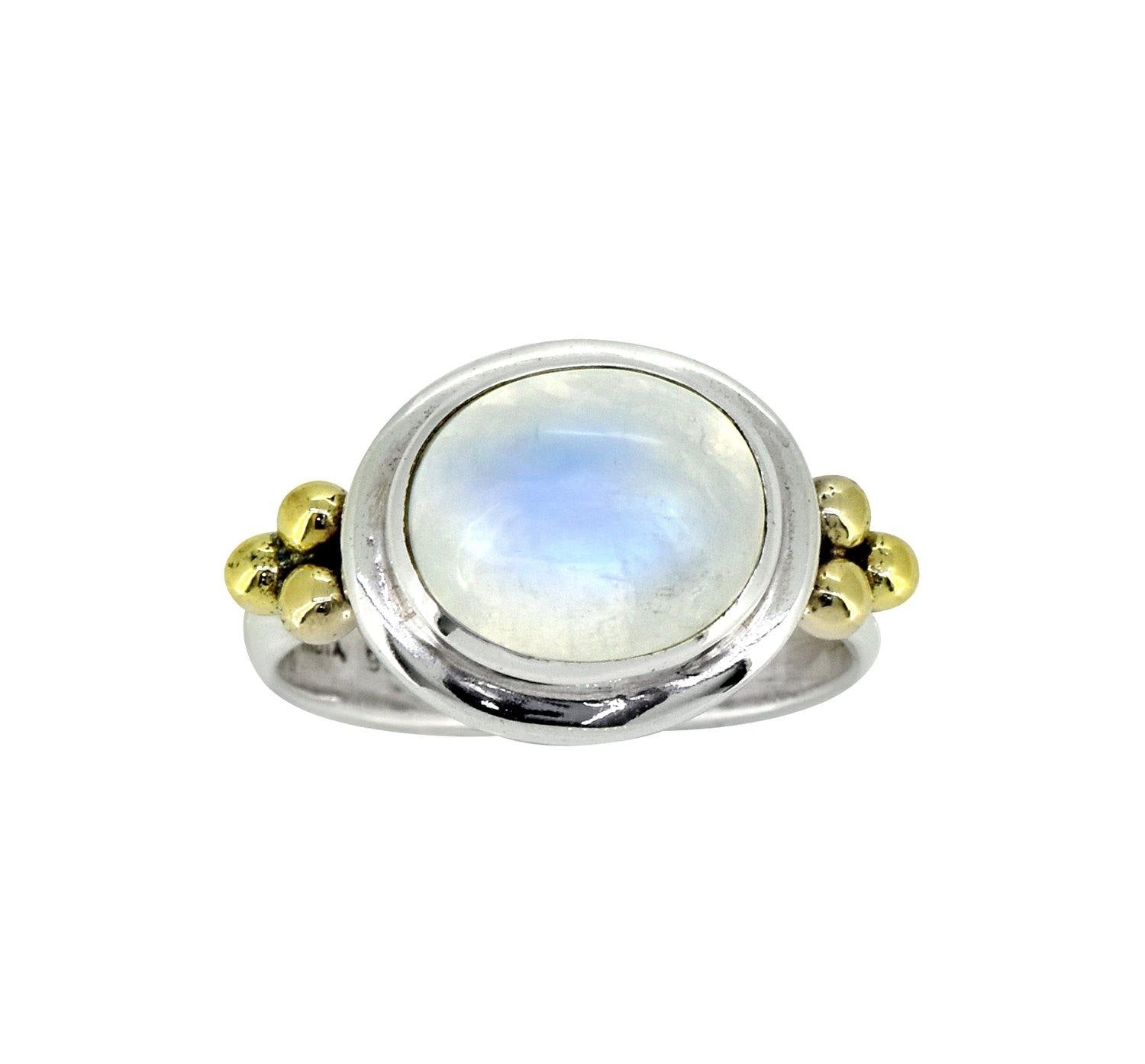Rainbow Moonstone Solid 925 Sterling Silver Brass Ring Jewelry - YoTreasure
