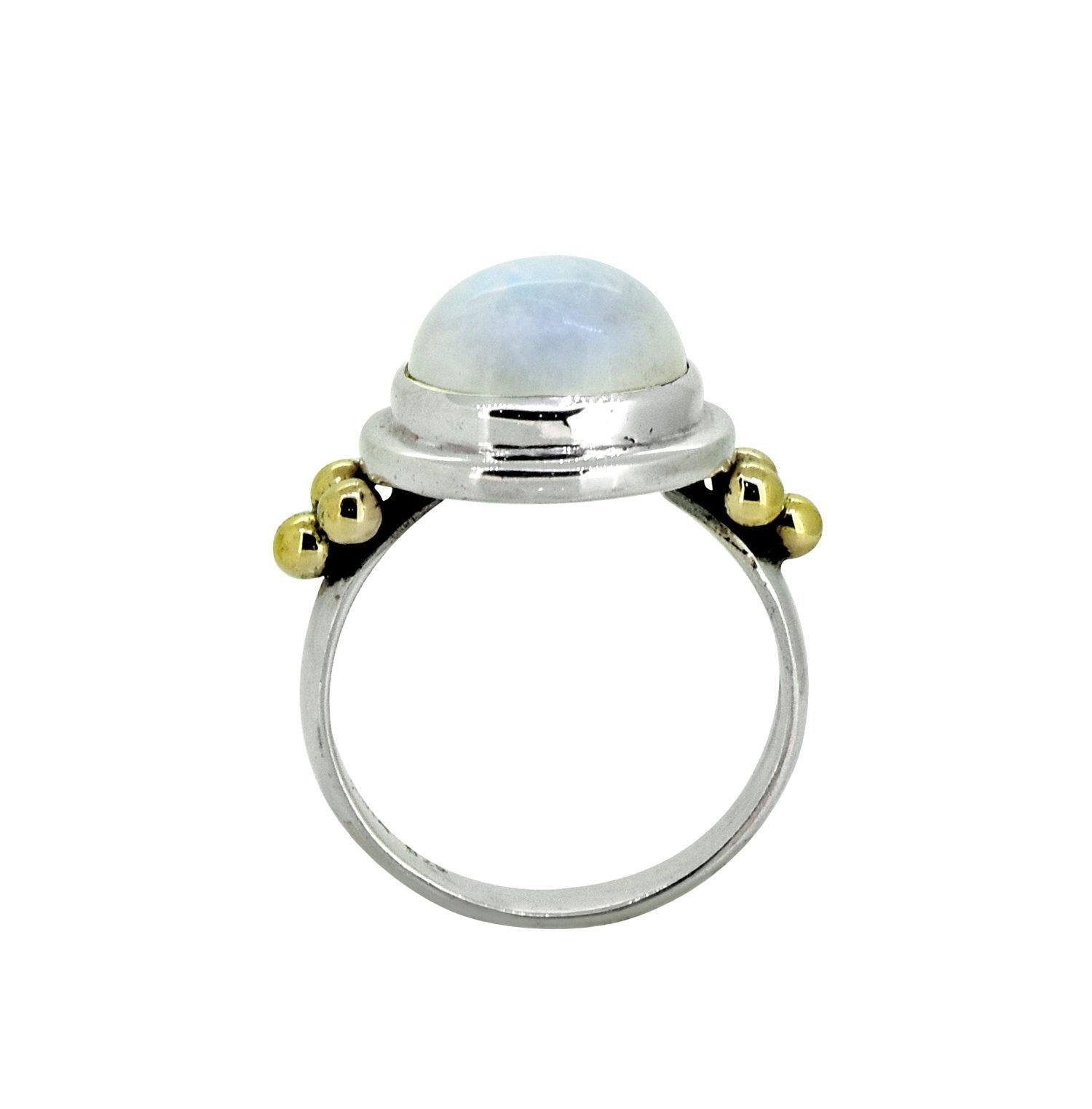 Rainbow Moonstone Solid 925 Sterling Silver Brass Ring Jewelry - YoTreasure