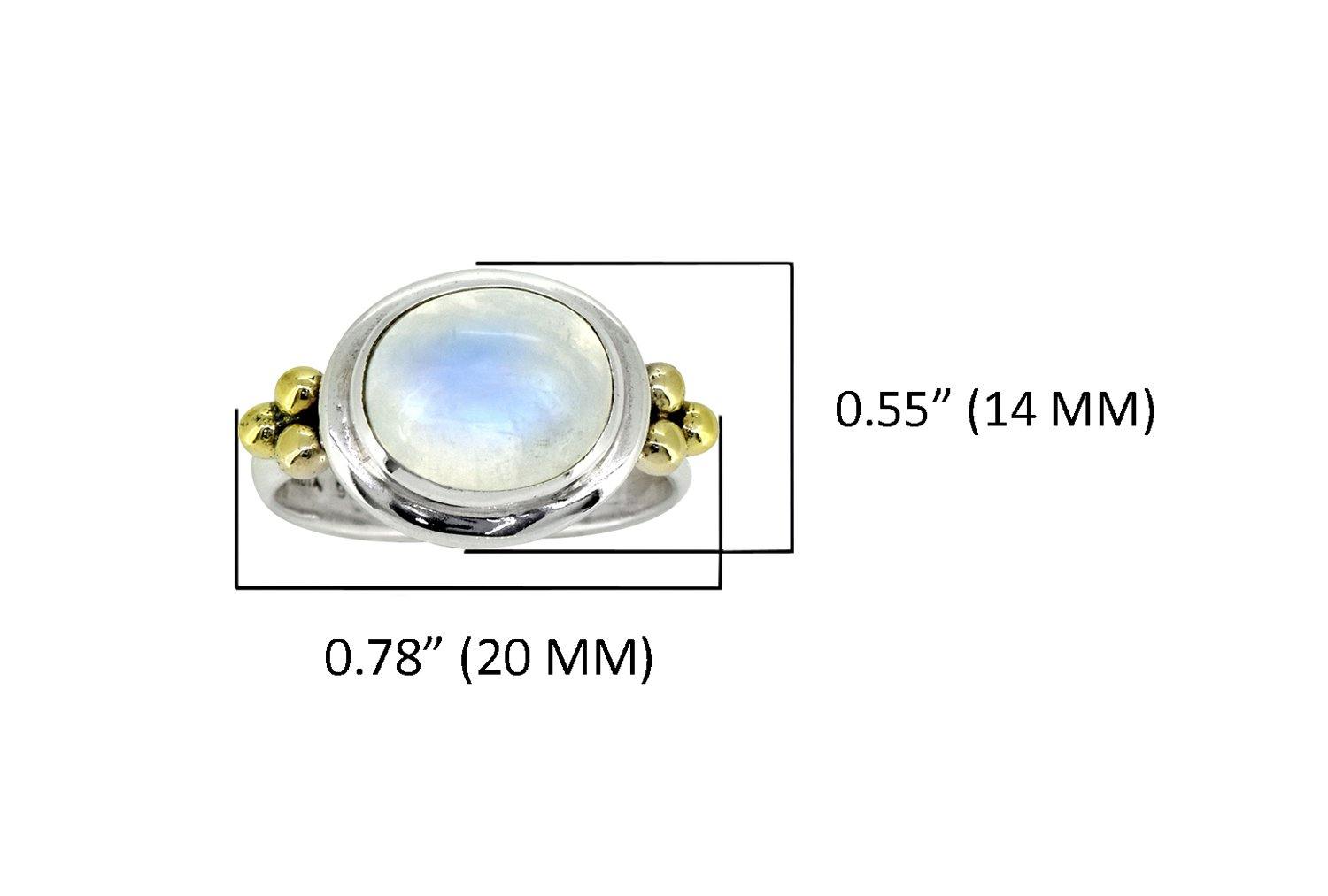 Rainbow Moonstone Solid 925 Sterling Silver Brass Ring Jewelry - YoTreasure