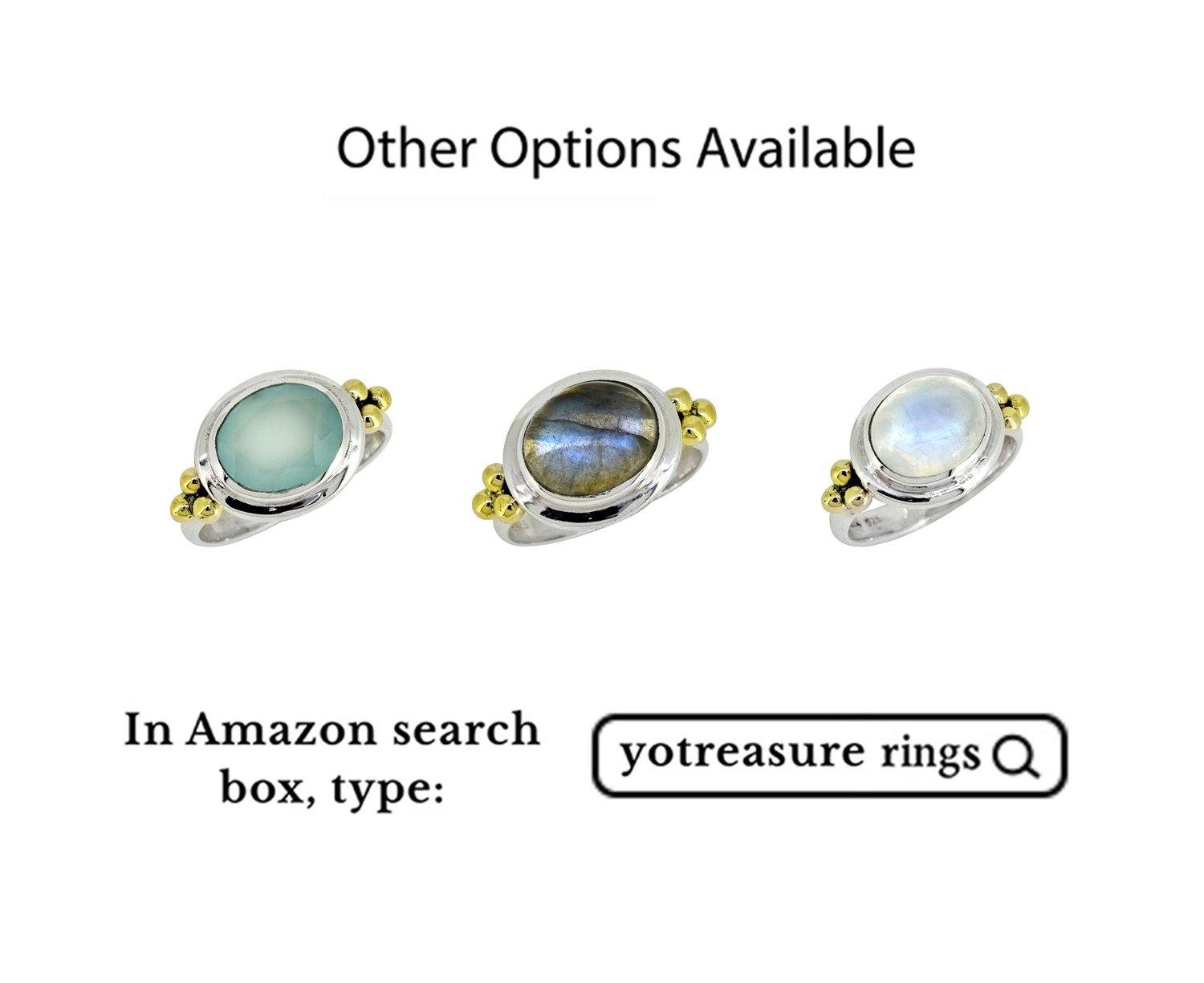 Rainbow Moonstone Solid 925 Sterling Silver Brass Ring Jewelry - YoTreasure