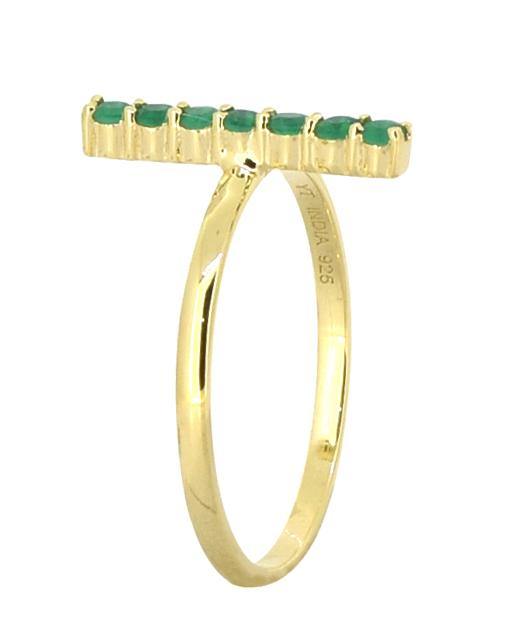 Green Onyx Solid 925 Sterling Silver Gold Plated Ring Jewelry - YoTreasure