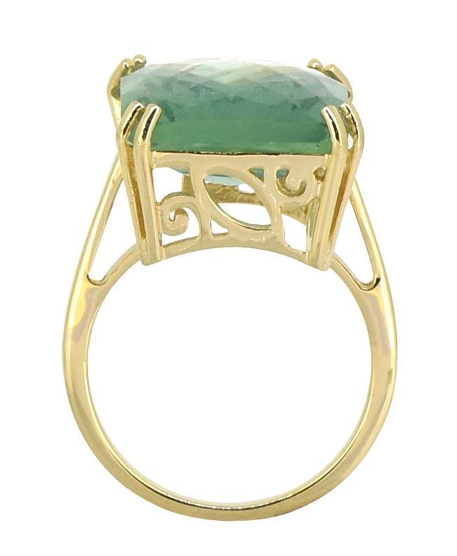 Green Fluorite Solid 925 Sterling Silver Gold Plated Statement Ring Jewelry - YoTreasure