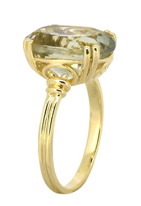 Green Amethyst Solid 925 Sterling Silver Gold Plated Ring Jewelry - YoTreasure