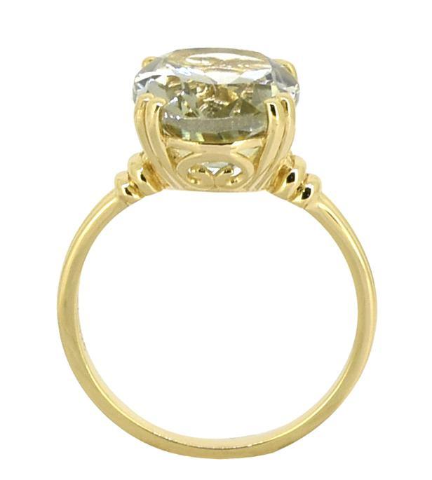 Green Amethyst Solid 925 Sterling Silver Gold Plated Ring Jewelry - YoTreasure