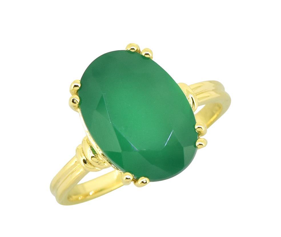 Green Onyx Solid 925 Sterling Silver Gold Plated Ring Jewelry - YoTreasure
