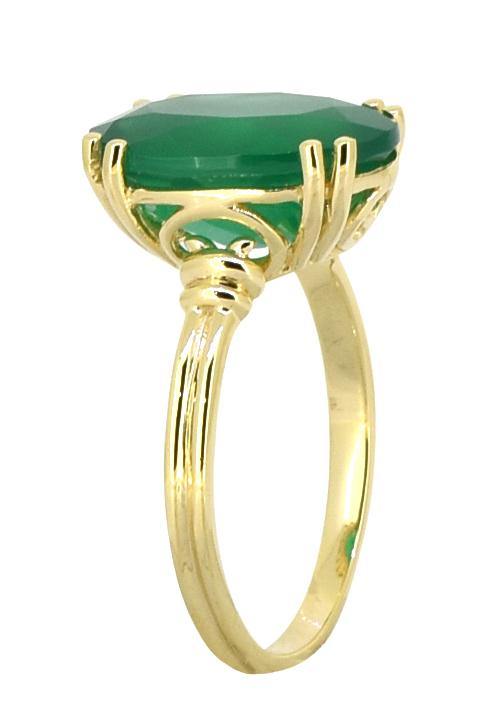 Green Onyx Solid 925 Sterling Silver Gold Plated Ring Jewelry - YoTreasure