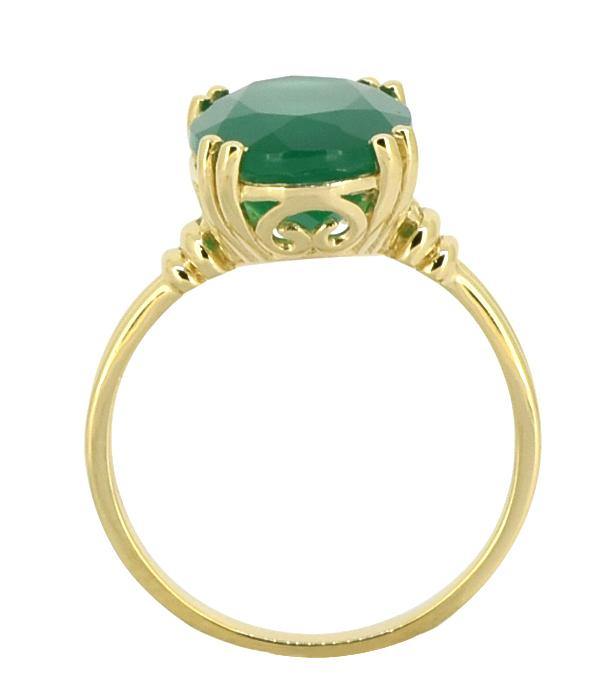 Green Onyx Solid 925 Sterling Silver Gold Plated Ring Jewelry - YoTreasure