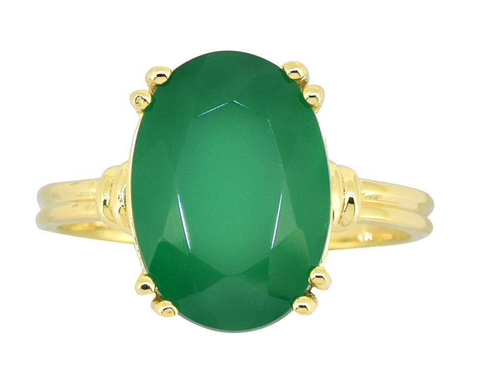 Green Onyx Solid 925 Sterling Silver Gold Plated Ring Jewelry - YoTreasure