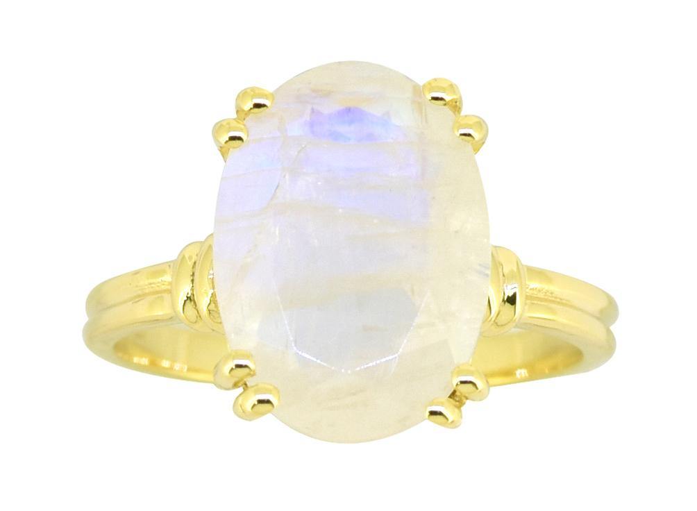 Moonstone Solid 925 Sterling Silver Gold Plated Ring Jewelry - YoTreasure