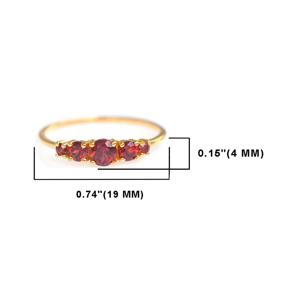 Garnet Solid 925 Sterling Silver Gold Plated Band Ring - YoTreasure