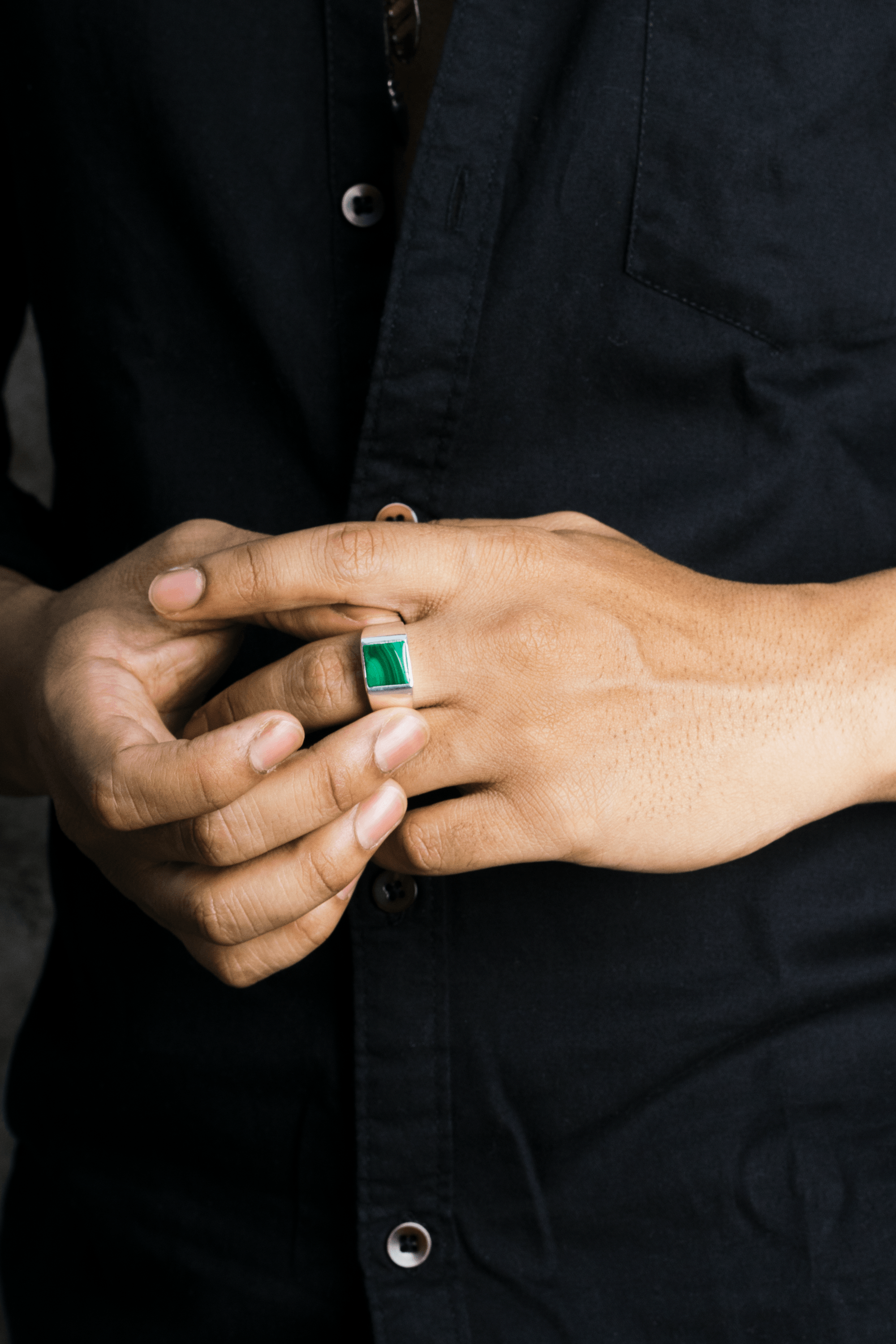 Malachite Solid 925 Sterling Silver Ring For Men's Jewelry - YoTreasure