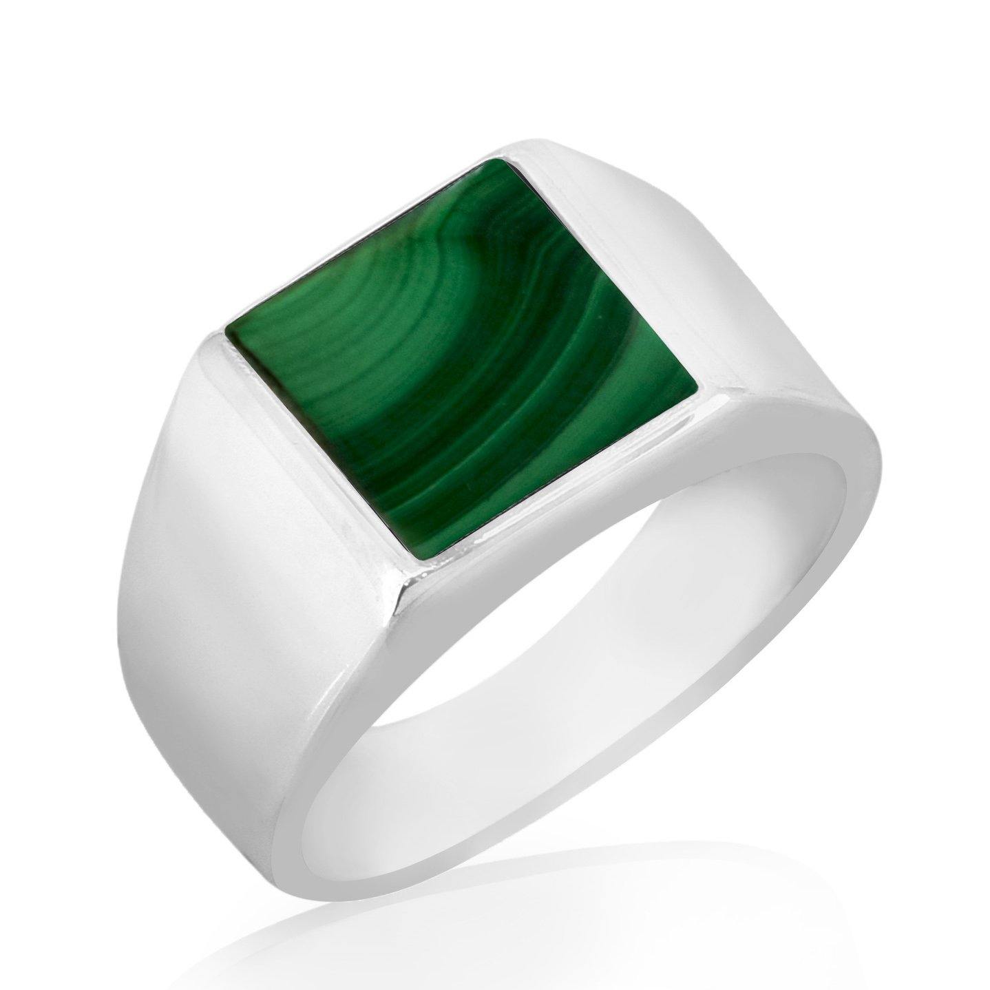 Malachite Solid 925 Sterling Silver Ring For Men's Jewelry - YoTreasure